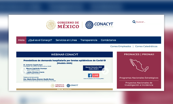Captura de pantalla del portal de Conacyt